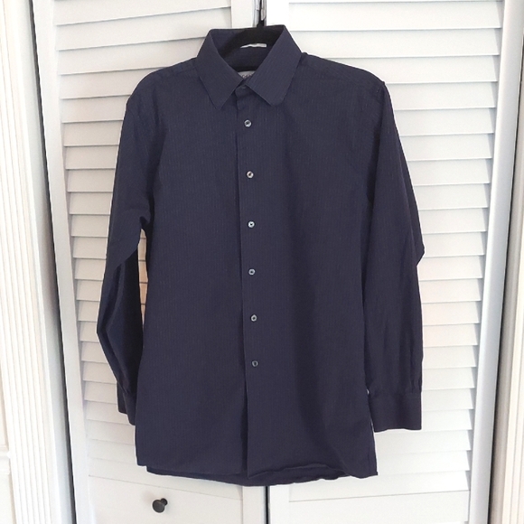 Calvin Klein Shirt, Size‎ L, Classic Buttondown, Long Sleeve, Cotton, Dark Blue - Picture 1 of 5